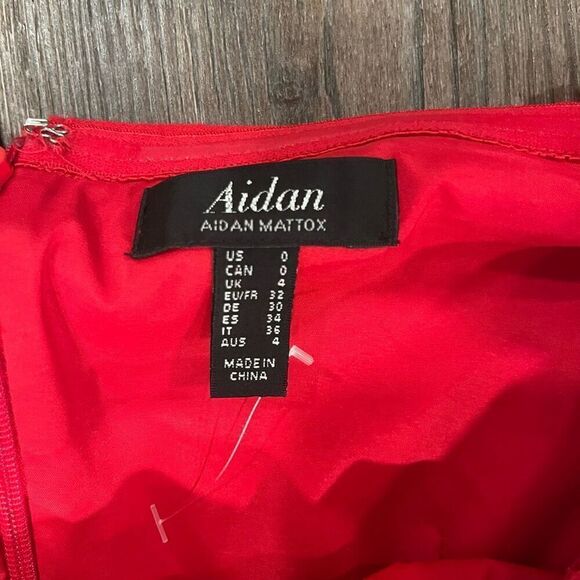 Aidan Mattox Mini Dress Women's Size 0 Red 100% Polyester Off The-Shoulder - Picture 3 of 6